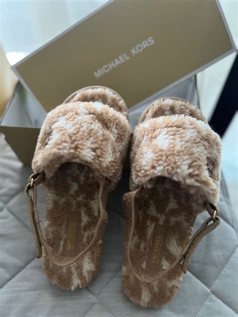 michael kors furry slides|michael kors slides.